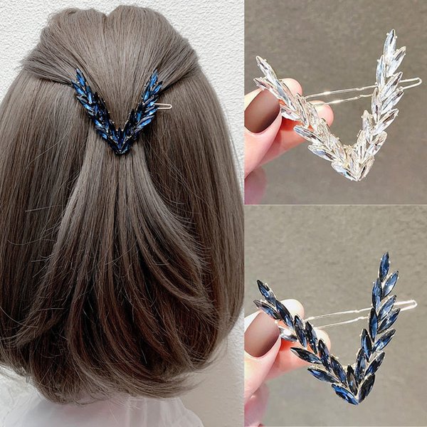 Pince à cheveux de luxe en cristal brillant pour femmes, épingles à cheveux coréennes en forme de V, accessoires pour cheveux de filles, couvre-chef, ornements à la mode, cadeau
