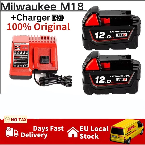 Milwaukee Battery M18 18V 6.0Ah 9.0Ah 12.0Ah Replacement Lithium Battery for Milwaukee M18 48-11-1815 48-11-1850 2604-22 Battery