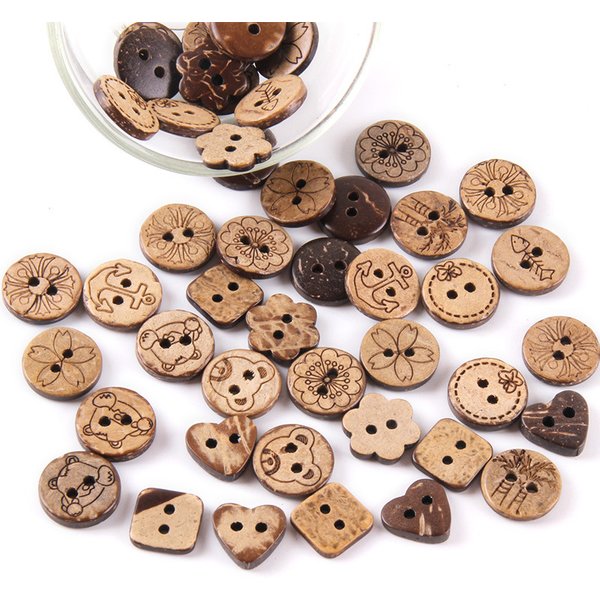 100/50Pcs DIY Wooden Coconut Buttons Natural Wooden Button For Kids Clothing Accessories Handmade Supplies Sewing Handicraft