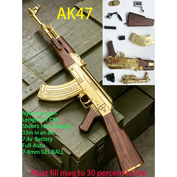 Fusil à billes de gel AK47 entièrement automatique, portée de 34 m, en nylon, haute performance, jouet électrique pour jeux de tir en extérieur, cadeau pour adultes