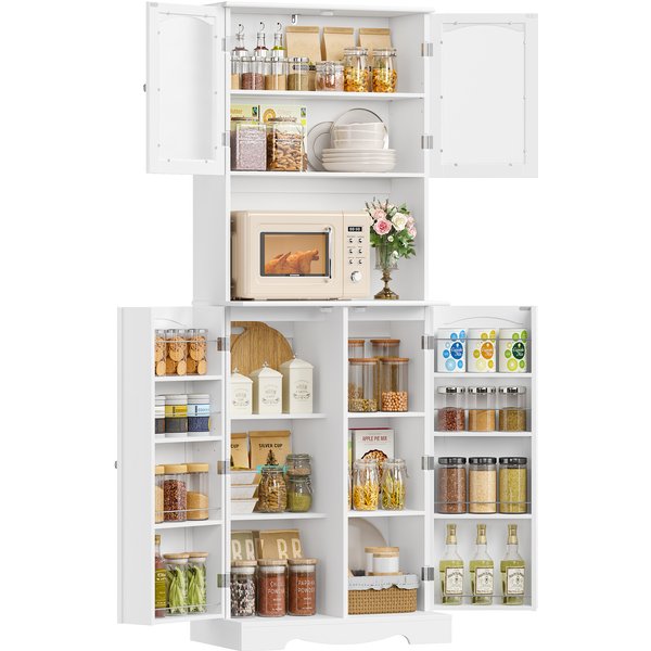 Buffet, meuble de rangement de cuisine de 181 cm de hauteur, avec étagère pour micro-ondes et 8 étagères, meuble de cuisine indépendant pour la garde-manger.