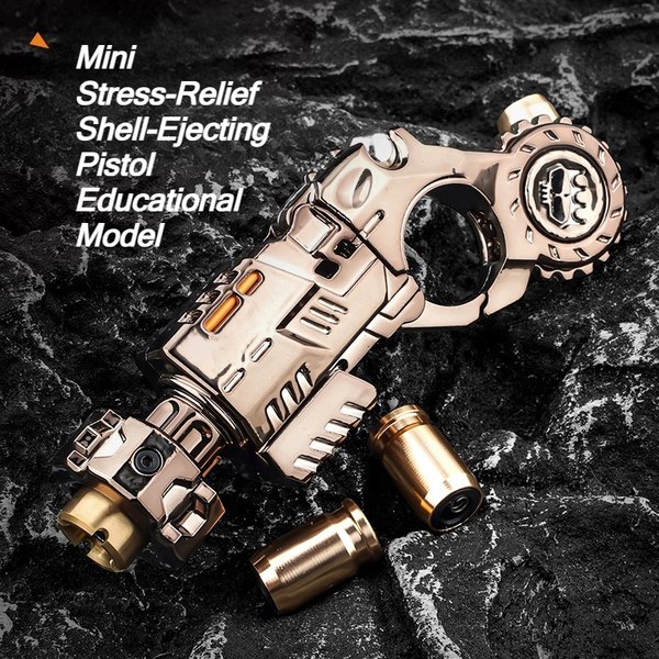 Zestaw zabawkowych pistoletów z wystrzeliwującymi nabojami ze stopu metali, przenośna zabawka sensoryczna antystresowa, fidget toy, bączek do kręcenia palcami, gadżet na biurko, prezent dla chłopców.