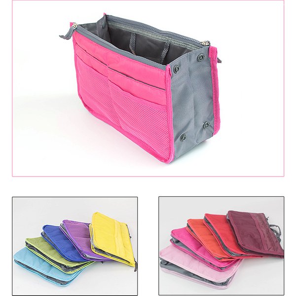 Organizer-Einsatztasche für Damen, Nylon, Reise-Einsatz-Organizer, Handtasche, Geldbörse, großes Liner, Damen-Make-up, Kosmetiktasche, günstige weibliche Tragetasche