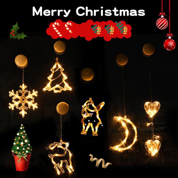 La ventouse allume le père noël a mené l'éclairage de vacances de lampe décorative dans les fenêtres d'affichage de salon