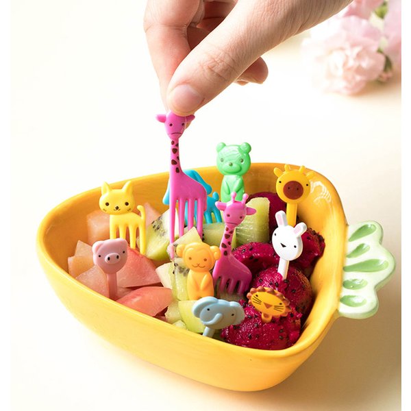 10pcs Animal Farm Fruit Fork Mini Cartoon Children Snack Cake Dessert Food Pick Toothpick Bento Lunches Party Decor Random Color