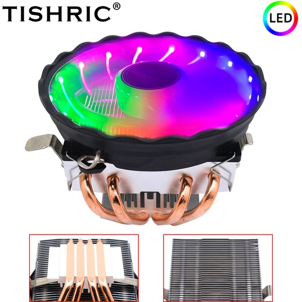 TISHRIC-Refroidisseur de processeur, ventilateur de refroidissement, dissipateur thermique, RVB, PWM, 4 broches, Intel LGA 2011, 1150, 1200, 775, 1151, 1155, X99, X79, AMD AM3, AM4, PC