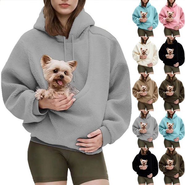 Große Fronttasche, Haustier-Hoodie, Langarm, Unisex, Sweatshirt mit Tasche, Freihändige Alltagskleidung, Kätzchen- und Welpenhalter