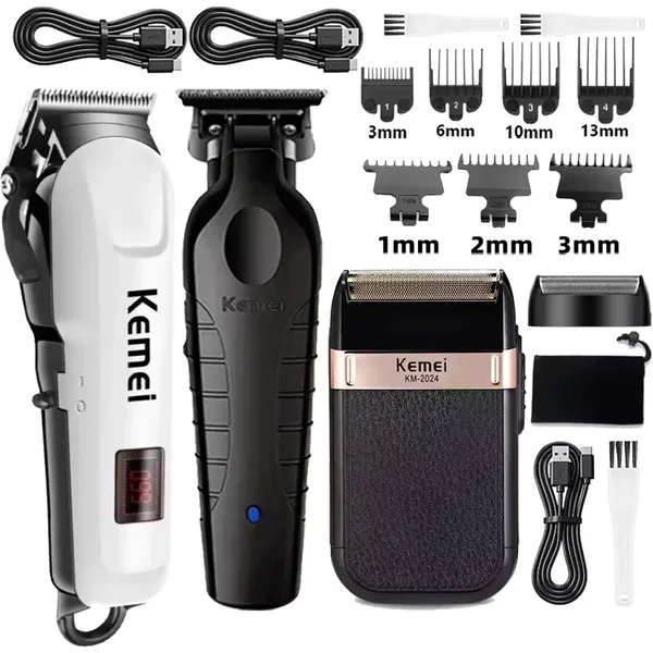 Kemei Hair Clipper Km-809A Km-2299 Km-2024 UBS Rechargeable Cordless Beard Trimmer Powerful Electric Hair Clippers for Men