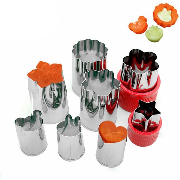 LMETJMA Vegetable Cutter Shapes DIY Cookie Cutters Vegetable Fruit Presses Mold Decorative Flower For Kids Food Making CU0005