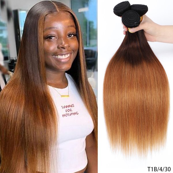 100% cheveux vierges birmans soyeux droite 3 paquets Ombre blond Remy os cheveux raides paquets 100% Extensions de cheveux humains colorés