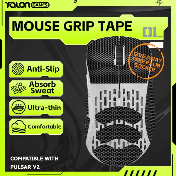 1 Pack TALONGAMES Mouse Grip Tape for Pulsar Xlite V2 Gaming Mouse,Palm Sweat Absorption Anti Slip Tape,Cut to Fit,Easy to Apply