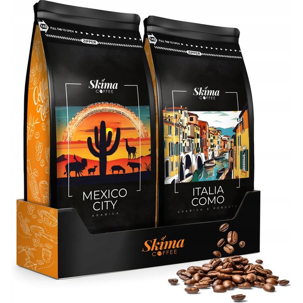 Kawa ziarnista 2X1kg ITALIA COMO/MEXICO CITY Świeża do ekspresu + GRATIS