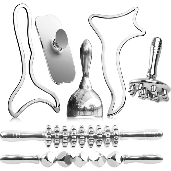 Ensemble de 7 outils de massage en métal Madero Therapy, kit de massage lymphatique en acier inoxydable pour sculpter le corps