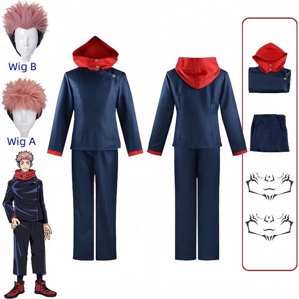 Costume de Cosplay pour hommes, Anime Jujutsu Kaisen Itadori Yuji, chemise Itadori Yuji, uniforme, tenue de fête de carnaval d'halloween
