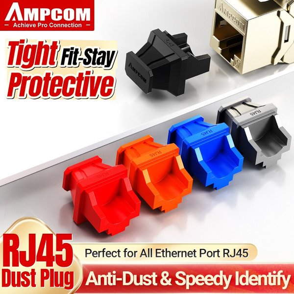 50 pcs/lot prise de poussière pour ordinateur portable routeur connecteur RJ45 Port de moyeu Ethernet AMPCOM