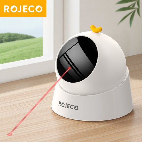 ROJECO Automatisches Haustierspielzeug, interaktiv, verstellbar, elektrisch, Katzenlaserspielzeug, für den Innenbereich, intelligentes Necken, Laser-Katzenspielzeug für Kätzchen, Hundebedarf