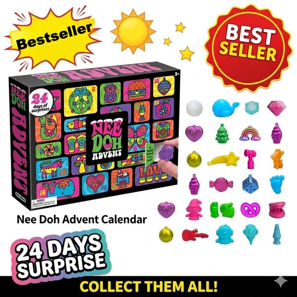 Schylling Needoh's New Christmas Countdown Calendar in 2026 Treasure Hunt, New Year's Surprise, Blind Box Toy Party Holiday Gift