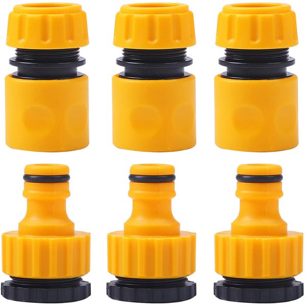 Connecteur de tuyau rapide de jardin ABS, extrémité de 1/2 pouces, Double raccord de tuyau mâle, adaptateur de Joint, ensemble d'extension pour tuyau, 6 pièces