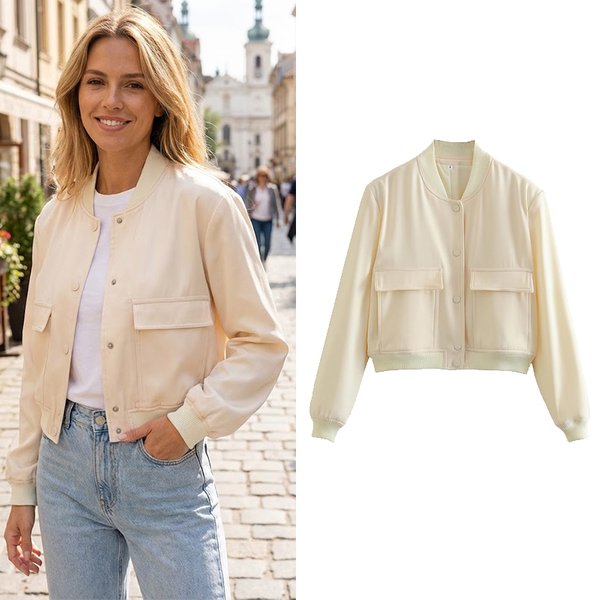Willshela Frauen Fashion Solid Bomber Jacken Mantel Mit Taschen V-ausschnitt Einreiher Lange Ärmel Weibliche Chic Dame Outfits