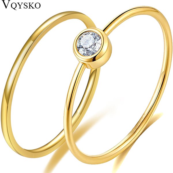 VQYSKO Zirkon Geflochtene Verriegelung Ringe Stapelbar Jahrestag Ring Weihnachten Geschenke Für Paar Minimalistischen