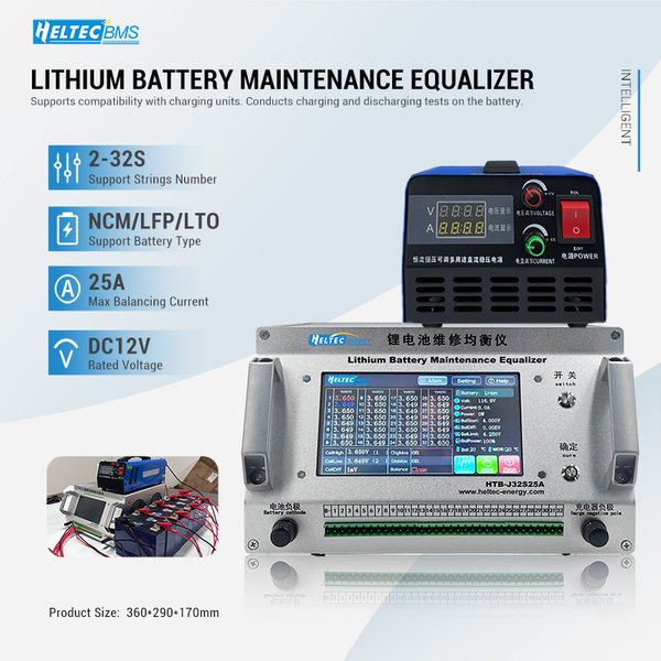 Heltec 32S 25A Lithium-LiFePO4-Batterieausgleicher für große Batteriepakete zur Spannungsreparatur/Elektrofahrzeug-/Autobatterieausgleich