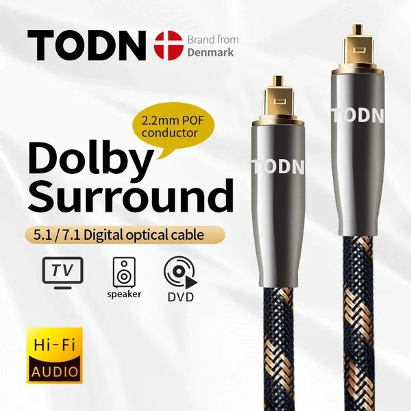TODN Digitales optisches Audio-Toslink-Kabel, hochwertiges Glasfaser-Audiokabel für HiFi-Video, DVD, TV, DTS Dolby 5.1 7.1