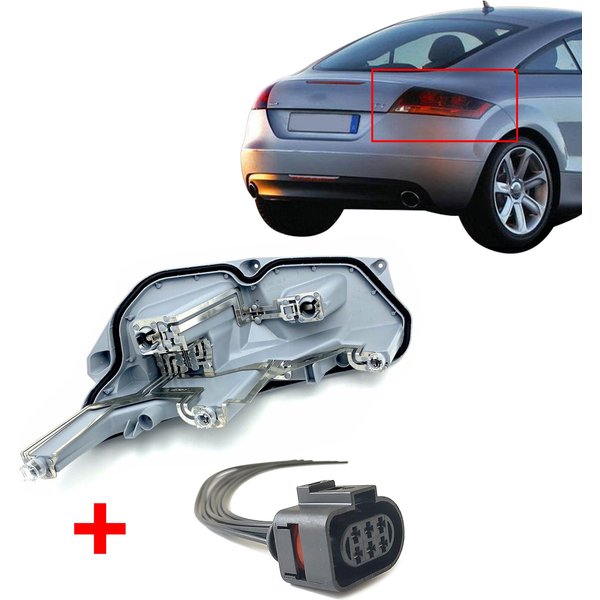 For Audi TT 8J MK2 2006-14 Left Right Rear O/S Tail Light Bulb Holder & Prewired Plug Harness 8J0945257A 1J0973733