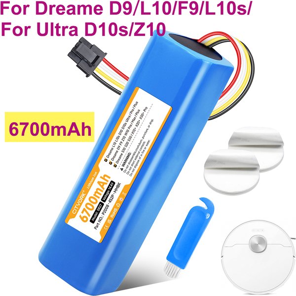 6700mAh Ersatzakku für Dreame D9 L10 F9 L10s Ultra D10s Z10 W10 Pro Plus S10 X10 X20 P2008-4S2P-MMBK 14,4V Li-Ionen Staubsauger Ersatzakku Zubehör