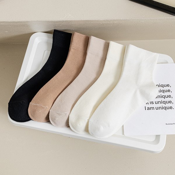 Women's Crew Socks High Quality Spring New Japanese Style Breathable Casual Short Socks For Women Ladies Plain Socks Thin