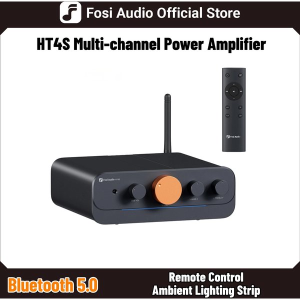 Fosi Audio HT4S Bluetooth 4.1 Heimklangverstärker, Outdoor-Lautsprecherverstärker, Mini-Desktop-Verstärker, 4-Kanal-Bass-Shaker-Verstärker für Lautsprecher