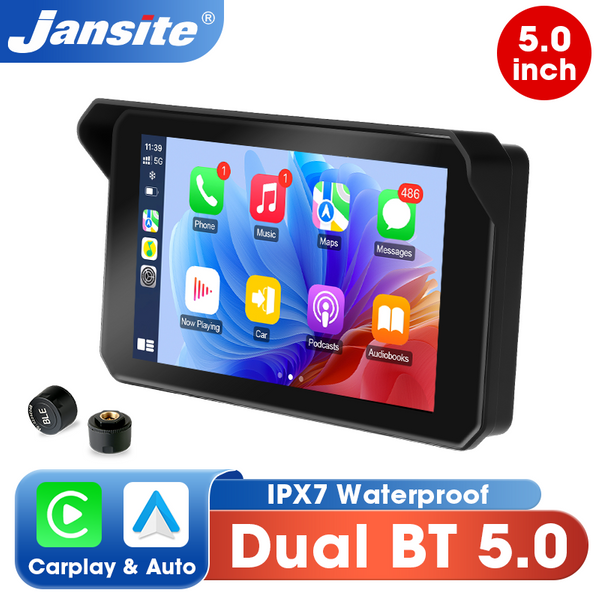 Jansite double Bluetooth Moto Carplay écran Navigation GPS affichage IP67 étanche Support casque Interphone Moto accessoires