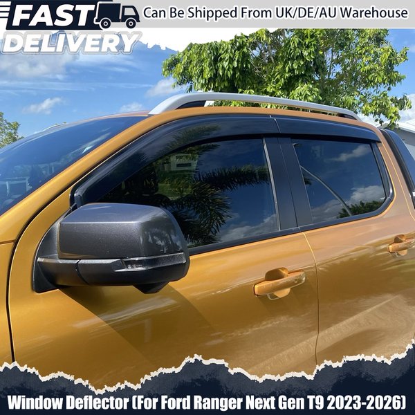 Fenster-Windabweiser für Ford Ranger Next Gen T9 2023-2026 Wildtrak XLT XL Raptor Wetterschutz Doppelkabine Autozubehör