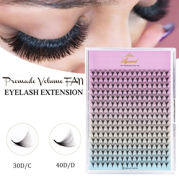 AGUUD 30d 40d ventilateurs préfabriqués Extensions de cils 4D 5D 6D 8D 10D 12D Base pointue Volume russe tige moyenne étroite cils en éventail prêt