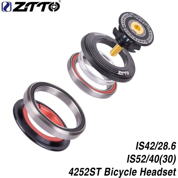 ZTTO-Casque de roulement de vélo, Tube conique, Fourche droite, Contact angulaire intégré, 42mm, 52mm, CNC, 1, 1/8 "-1, 1/2", IS42, IS52, 4252ST
