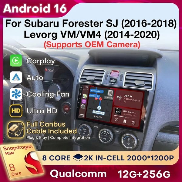 Android 16 Autoradio für Subaru Forester SJ 2016-2018 Levorg VM VM4 2014-2020 Stereo Wireless CarPlay Auto GPS Bildschirm 360 Kamera