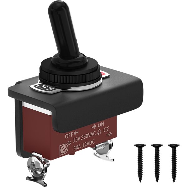 DaierTek 30A Waterproof Toggle Switch 12V with Mounting Bracket SPST ON/Off Covered Toggle Switch Panel Mount for Marine Boat
