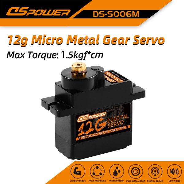 DSpower SG90 MG90S 9g 12g Mini Micro Servo Motor Metal Gear Servo for 450 Helicopter SCX24 RC Car WLtoys Axial TRX Airplane