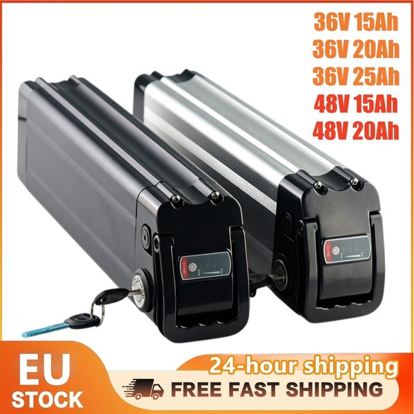 Silver Fish E-Bike-Akku 36V 48V 15Ah 20Ah 25Ah 18650-Zellen mit integriertem BMS, wiederaufladbarer Akku für Bafang 250W 750W 1000W Elektromotor-Kit für Fahrräder mit 2A-Ladegerät