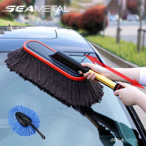 SEAMETAL – combinaison de plumeau de voiture télescopique en microfibre, vadrouille de nettoyage de voiture, ensemble de brosses de dépoussiérage pour soins de détail de voiture, Kit d'outils de
