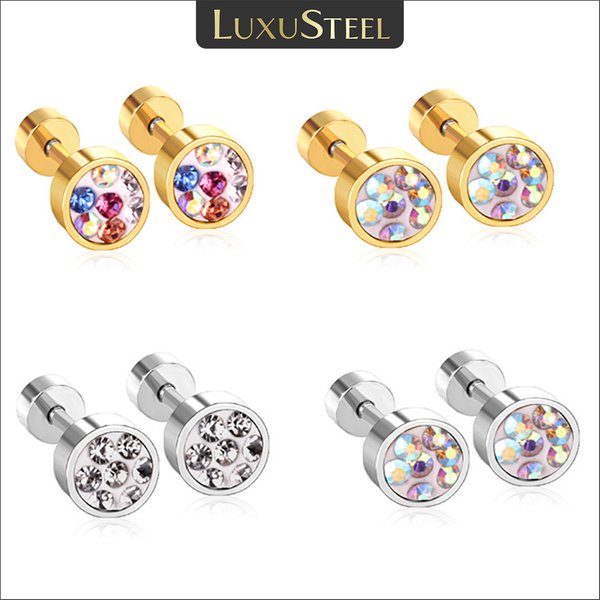Boucles d'oreilles de luxe en acier inoxydable 2022, 6MM, rondes scintillantes, colorées, Anti-allergie, pour femmes et filles, fête de mariage