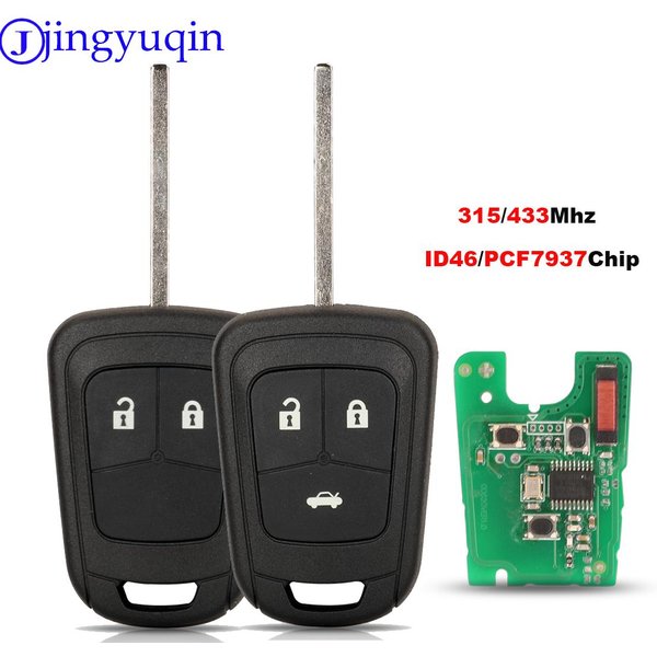 jingyuqin 2/3 Buttons Remote Car Key For Chevrolet Camaro Sonic Cruze Malibu Volt Spark Equinox 315/433Mhz ID46/PCF7937 Chip