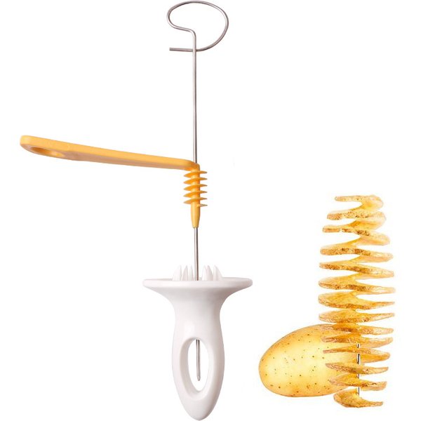 LMETJMA Tornado Spiral-Kartoffelschneider zum Braten von Gemüse, Spiralschneider, Chips-Maker mit 4 Stäbchen, gedrehter Kartoffelschneider JT99
