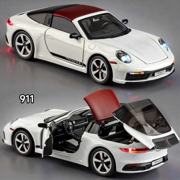 1:32 911 Targa 4S Samochód Sportowy Model z Odlewu Stopu Metali Symulowany Model Samochodu Zabawka Kolekcjonerska Ozdoba dla Chłopców Prezent