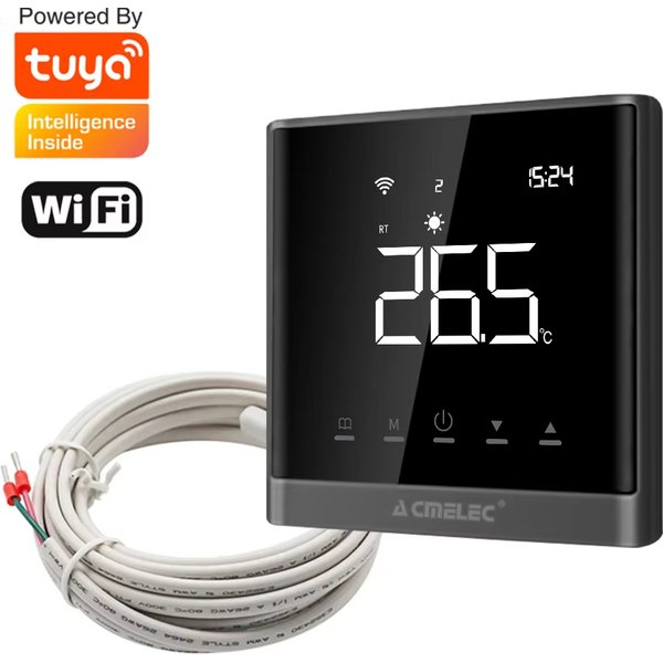 Tuya-Thermostat intelligent pour chauffage au sol électrique, interrupteur de contrôleur de température, capteur de sol, câble de 3 mètres, 16A