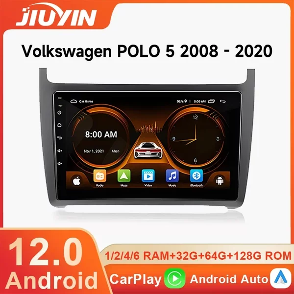 JIUYIN Für Volkswagen POLO 5 2008 - 2020 Autoradio Multimedia-Videoplayer Navigation Stereo GPS Android 12 Kein 2din 2