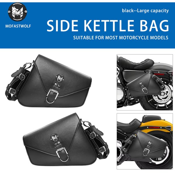 Sacoches latérales de moto en cuir pour rangement de bagages et outils, universelles et imperméables