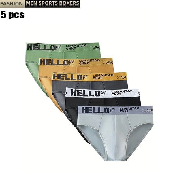 5Pcs Men's Underwear Summer Men Briefs Male Large Size Boy Comfortable Solid Underpants Fungi-Proofing Men Panties