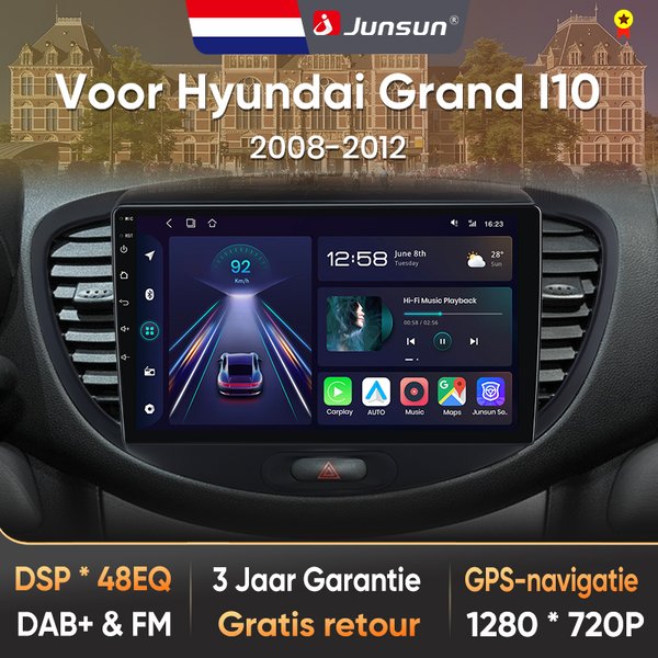 Junsun Wireless CarPlay für Hyundai Grand i10 2008-2012 Android Autoradio mit GPS 8-Kern DSP RDS BT Local Netherlands