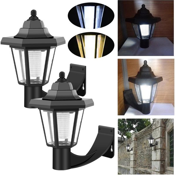 2PCS Solar LED Licht Outdoor Wand Lampe Garten Licht Sechseckige Solar Laterne Licht Wasserdichte Solar Lampe Retro Garten Licht Dekor