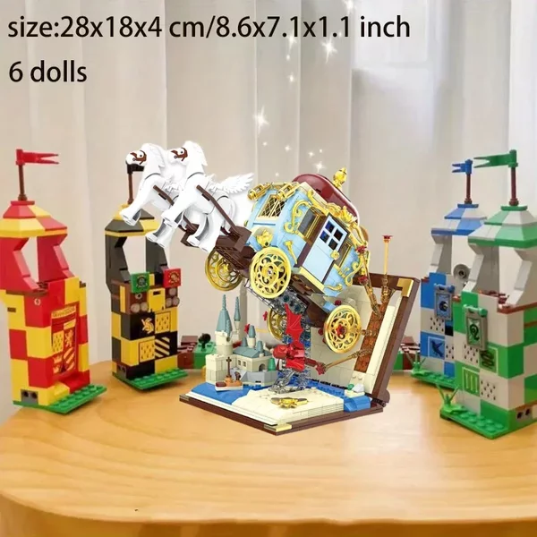 Krankenhaus Flügel Anime Buch Zug Baustein Magie Buch Ritter Bus Quidditch Grimmauld Ort Ziegel Spielzeug für Geschenke